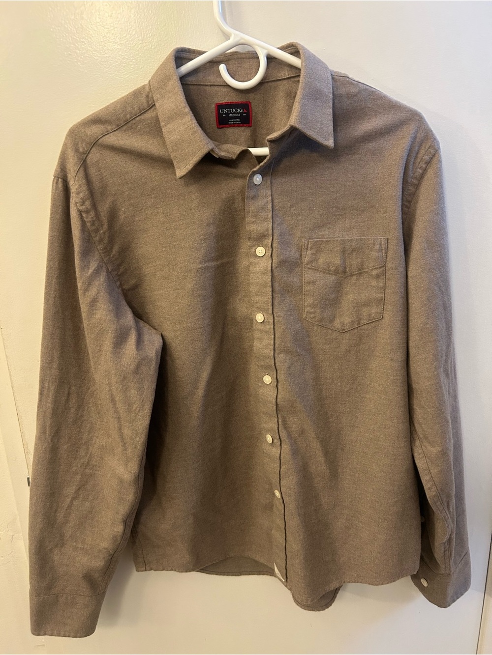 UNTUCKit Men's Button-Down Shirt in Taupe Brown